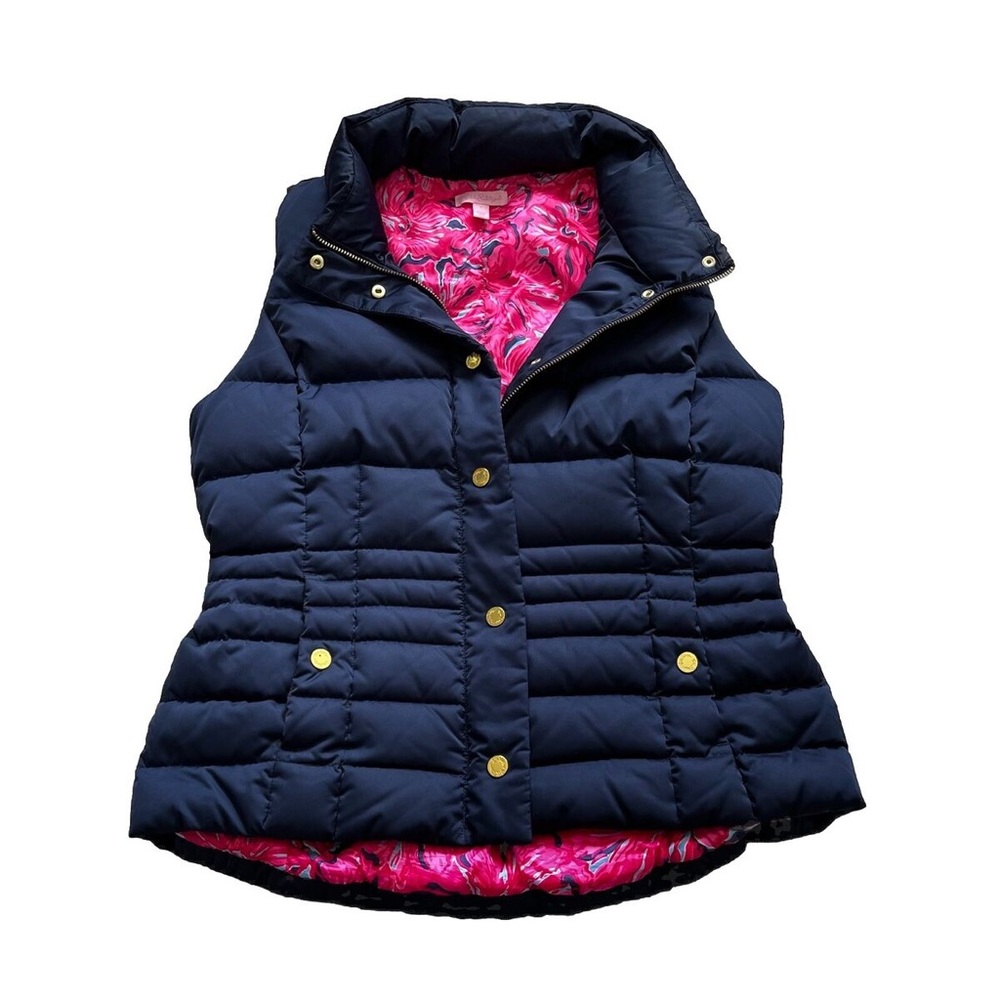 Lilly Pulitzer Navy and Pink Quilted Vest